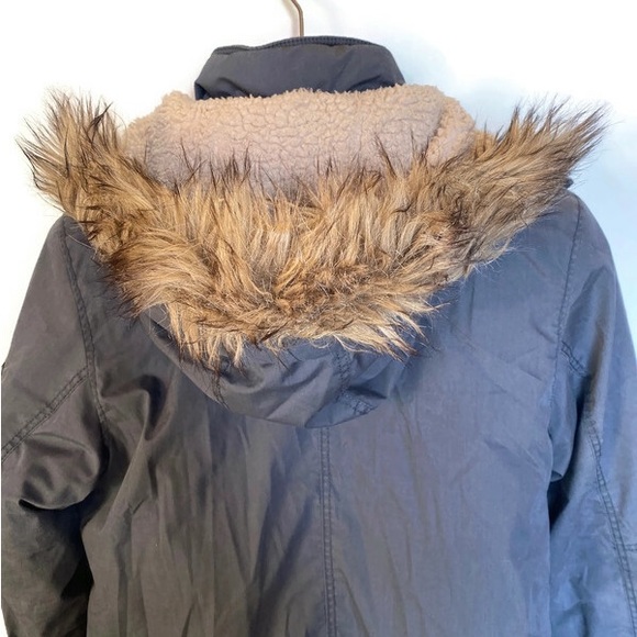 YOUTH H&M BLUE PARKA COAT JACKET QUILTED LINED FAUX FUR HOOD Size 11 - 1… - Picture 3 of 10